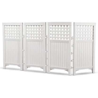 FS4423D Outdoor Patio 4 Panel Screen Enclosure Gated Fence, Plastic, White, 44 in H X 24 in D