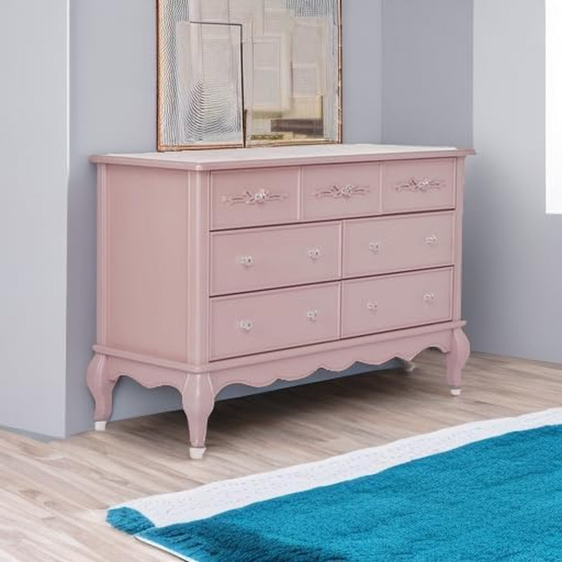 Aurora 7 Drawer Double Dresser, Dusty Rose