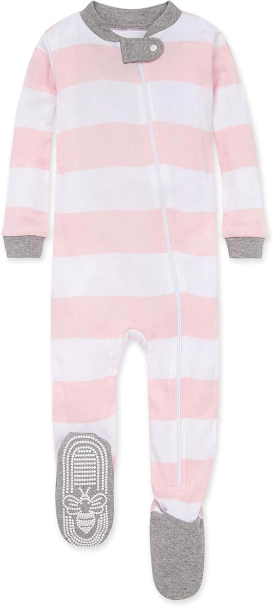 Baby Girls' Organic Cotton Zip-Front Non-Slip Footed Sleeper Pajamas