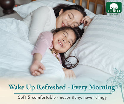 4 Piece King Size Sheet Set - 100% Cotton 500 Thread Count, Cooling Deep Pocket Bed Sheets with Fitted Elastic Sheet, Extra Soft Luxury Hotel Quality - Striped Ivory