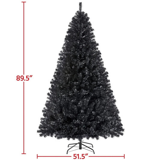Clear Prelit Incandescent Black Hinged Spruce Artificial Christmas Tree, 7.5'