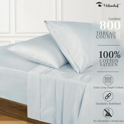 800 Thread Count King Size Sheets Egyptian Cotton, Long Staple Sheets, Soft & Breathable, 4 Pc Bed Sheet Sets for King Size, Luxury Hotel Sateen Sheets Fits 16" Deep Pocket - Light Blue