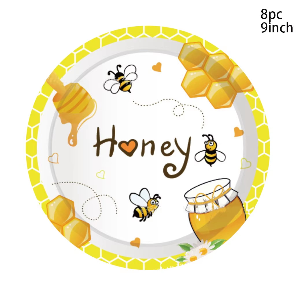 Honey Bee Sunflower Theme Disposable Tableware Yellow Bee Honey Plates Napkins Cups Kids Happy Bee Birthday Party Supplies