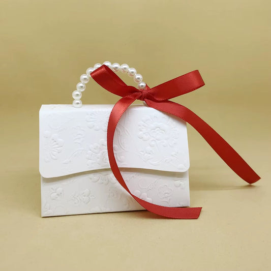 10Pcs Portable Wedding Party Favor Boxes Chocolate Treat Candy Boxes with Ribbons for Wedding Bridal Shower Baby Shower Birthday