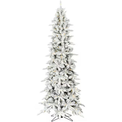 9-Ft Mountain Pine Pre-Lit Flocked White Artificial Christmas Tree with Color Changing LED Lights