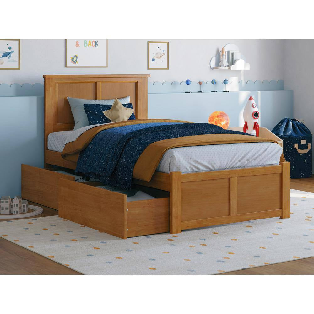 Madison Full Platform Bed with Flat Panel Foot Board and 2-Urban Bed Drawers in Espresso