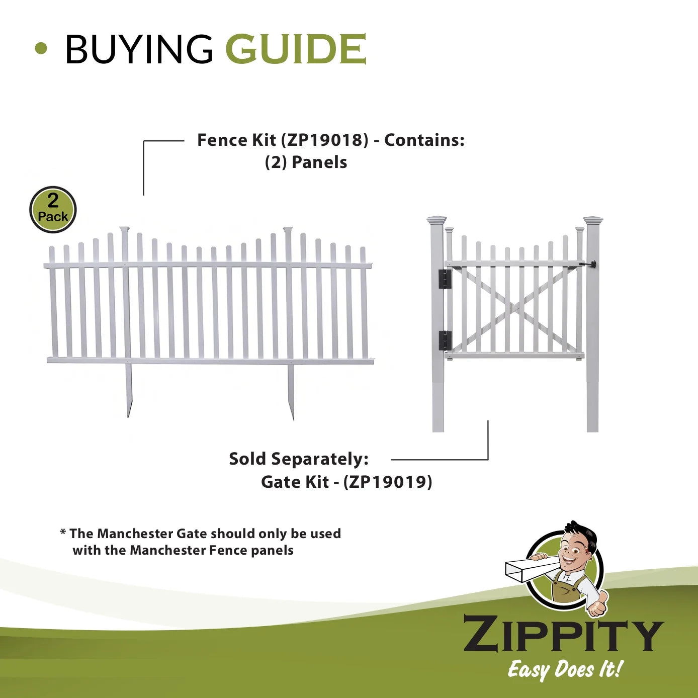Manchester No-Dig Vinyl Fence Kit (42In X 92In) (2 Pack)