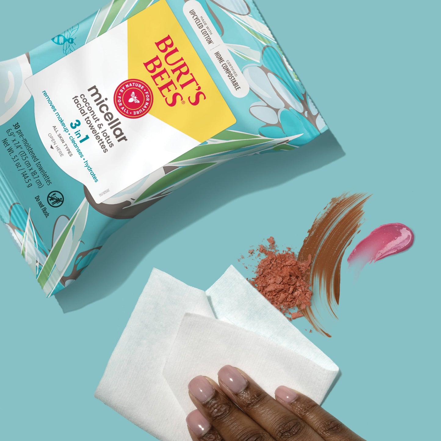 Micellar Facial Towelettes with Coconut and Lotus, 30 Ct. Package