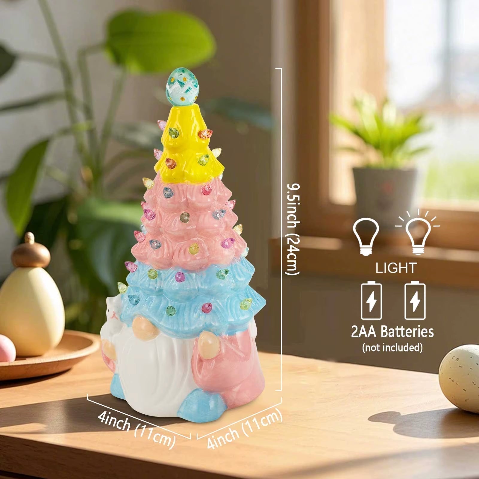 Easter Gnome Decoration LED Light Spring Bunny Collection Figurine Ceramic Faceless Doll Holiday Decor Home Indoor Tables Decor