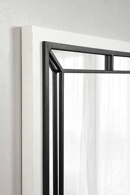 Audubon Modern Rectangle Wall Mirror, 24 X 36, White, Coastal Farmhouse Mirror for Wall