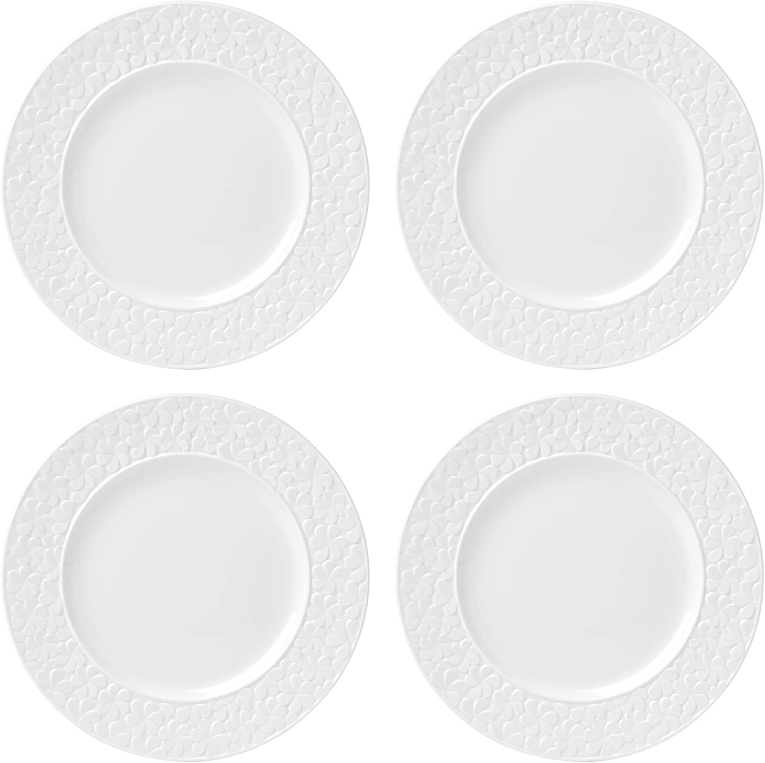 Blossom Lane 4-Piece Accent Plate Set, 4.10 LB, White