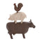3 In. X 14 In. Brown Polystone Stacked Farm Animals Sculpture