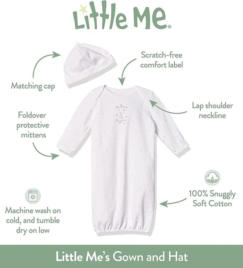 Baby Girls' 2-Piece Nightgown and Cap Set
