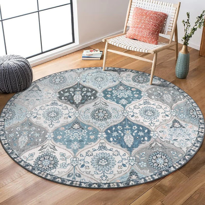 5'X7' Area Rug for Living Room Non-Slip Moroccan Indoor Washable Rug Ultra-Thin Foldable Soft Carpet Floral Accent Throw Rug for Kitchen Entryway Bathroom Bedroom Office Carpet,Grey