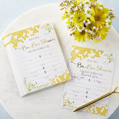Sweet as Can Bee Baby Shower Invitation & Thank You Card Bundle (Set of 25), Invitations, Envelopes, Thank You Post Cards, Diaper Raffle Cards, Books for Baby Cards
