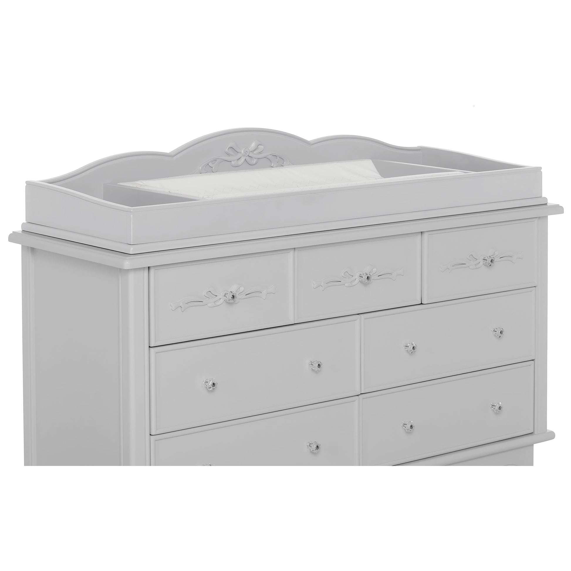Evolur Aurora Change Tray I Lasting Quality I Intricate Ribbon Bow Scrollwork, Silver Mist