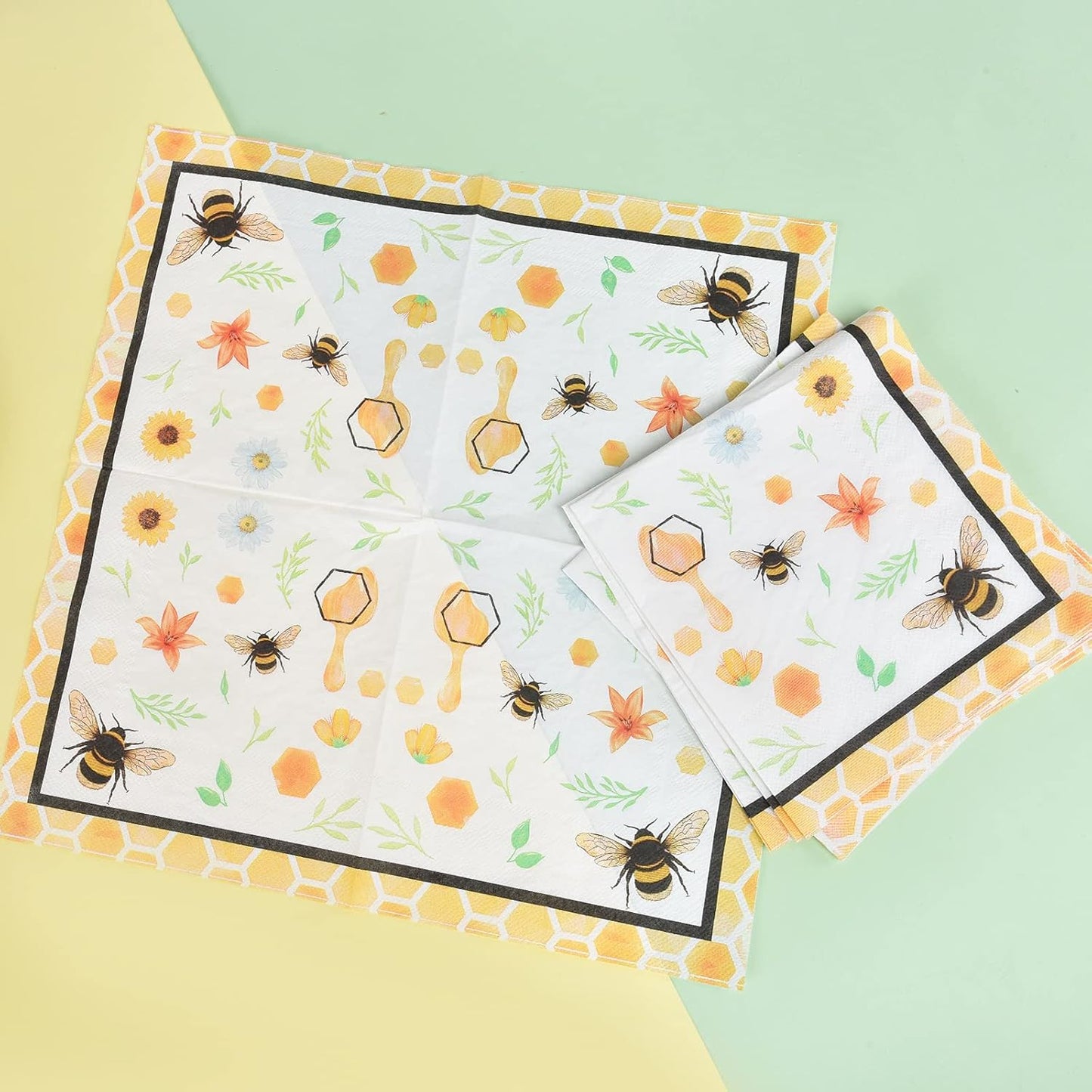 Bee Party Plates and Napkins - 48 PCS Happy Bee Day Party Supplies for Kids Honey Bee Party Tableware Set Dinner Dessert Cake Plates Lunch Napkins Serves 16 Guests