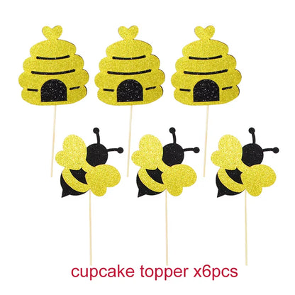 Bumble Bee Theme Party DIY Supplies Kids Birthday Party Decoration Latex Balloon Garland Disposable Tableware Set Baby Shower Su