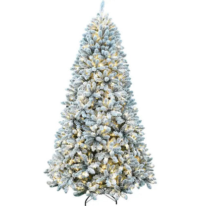 6.5-Ft Winter Snow Pine Pre-Lit Flocked White Artificial Christmas Tree with White LED Lights