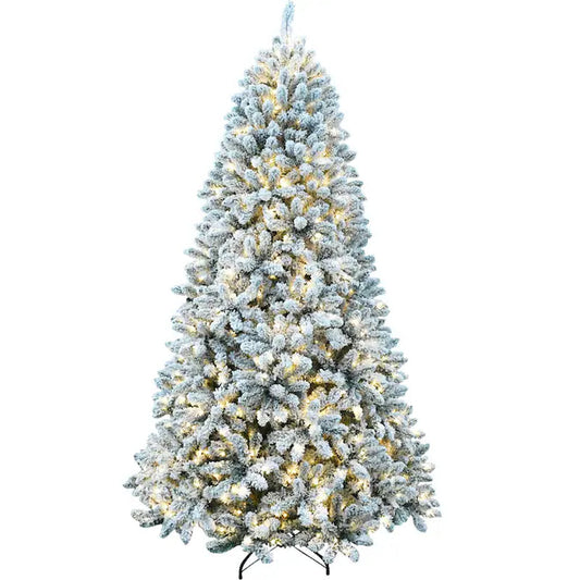 6.5-Ft Winter Snow Pine Pre-Lit Flocked White Artificial Christmas Tree with White LED Lights