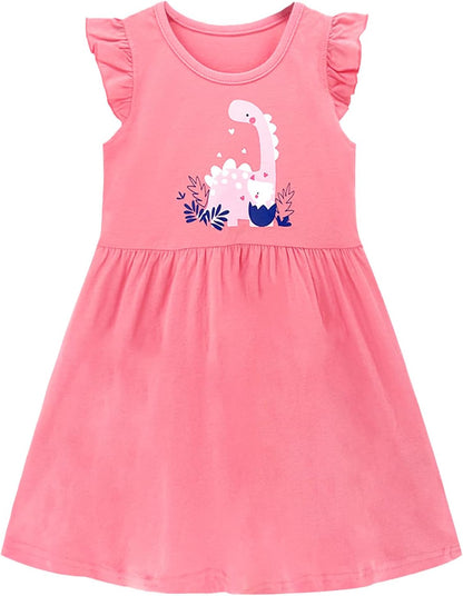 Toddler Girls Clothes Cotton Short Sleeve Casual Girls Dresses for Kids 2-7 Years