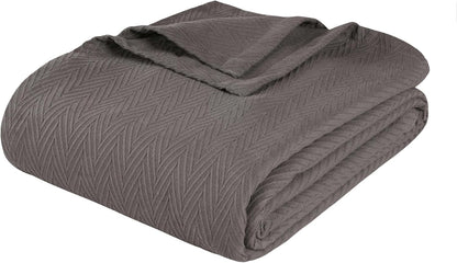 Metro All-Season Cotton Blanket, Woven Blanket for Couch, Bed, Bedding, Farmhouse, Home Essentials, Cute and Cozy Bohemian Blankets, Herringbone Weave, Full/Queen, Charcoal