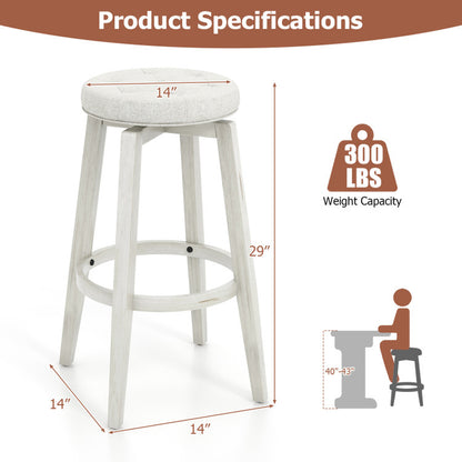 360-Degree Swivel Upholstered Rubberwood Frame Bar Stool Set of 2 with Footrest
