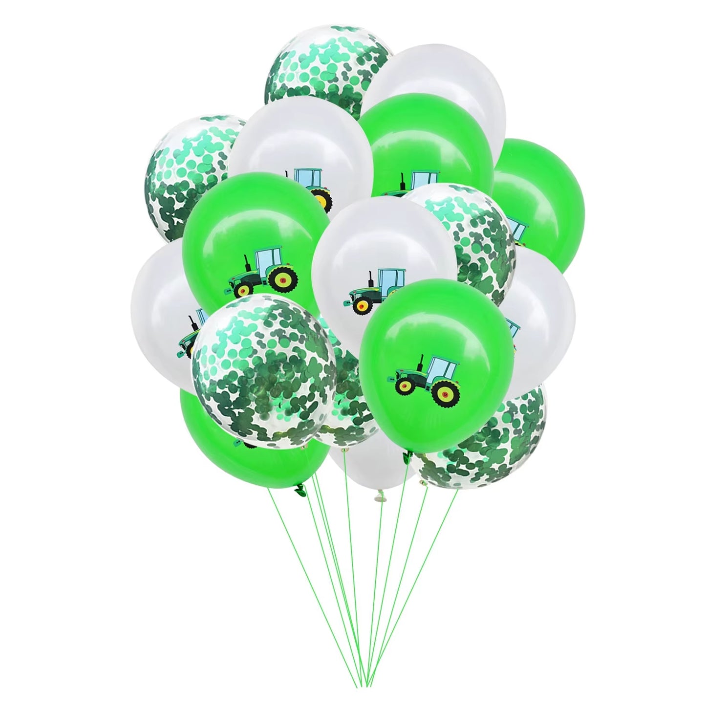 1 Set Farm Tractor Party Happy Birthday Banner Excavator Vehicle Green Theme Balloons Cake Topper Party Decoration
