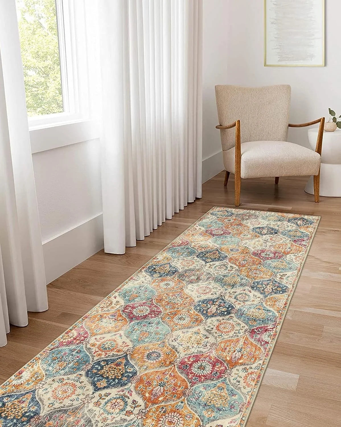 5'X7' Area Rug for Living Room Non-Slip Moroccan Indoor Washable Rug Ultra-Thin Foldable Soft Carpet Floral Accent Throw Rug for Kitchen Entryway Bathroom Bedroom Office Carpet,Grey