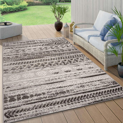 Modern Stripes Geometric Indoor/Outdoor Area Rug 5' X 7' Gray