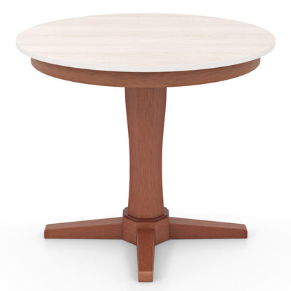 35 Inches Wooden round Dining Table with Pedestal Base