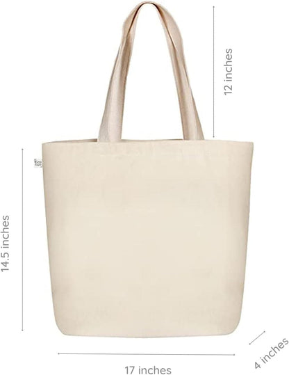 Aesthetic Canvas Tote Bag for Women Large Zipper Tote Bags with Pocket, Womens Tote Bag for Yoga, Work, Beach