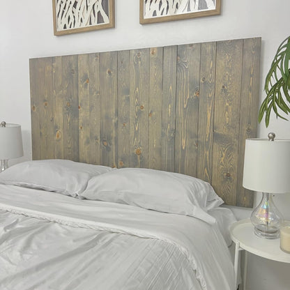 Solid Wood Headboard Gray Fog Oil-Based Finish with Smooth Natural Wood Grain, Wall-Mounted Panels, Adjustable Height, Rustic Coastal Bedroom, Built to Last, King Size Head Board