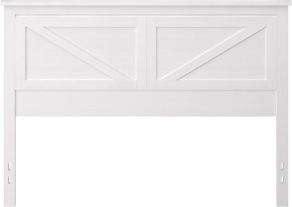 Farmhouse Style Wood Panel Headboard in Gloss White - Queen Size