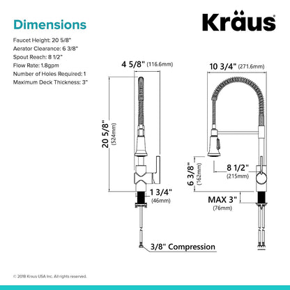 Britt Commercial Style Spot Free Stainless Steel Pre-Rinse Kitchen Faucet with Deck Plate, KPF-1690SFS