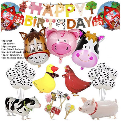 Farm Animals Theme Birthday Party Decoration Kids Paper Napkins Plates Cups Bags Disposable Party Tableware Decorative Plates