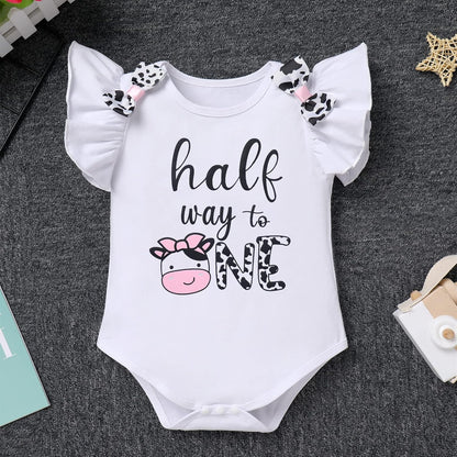 Baby Girl 1St Birthday Outfit Farm Cow Ladybug Romper Tutu Skirt Headband Christmas Bee Cake Smash Photo Shoot Clothes