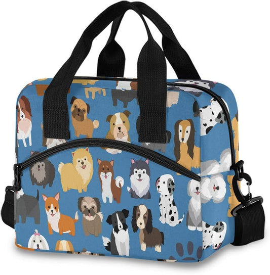 Dog and Puppy Set Lunch Bags for Women Cartoon Animal Lunch Tote Bag Lunch Box Water-Resistant Thermal Cooler Bag Lunch Organizer for Working Picnic Beach Sporting