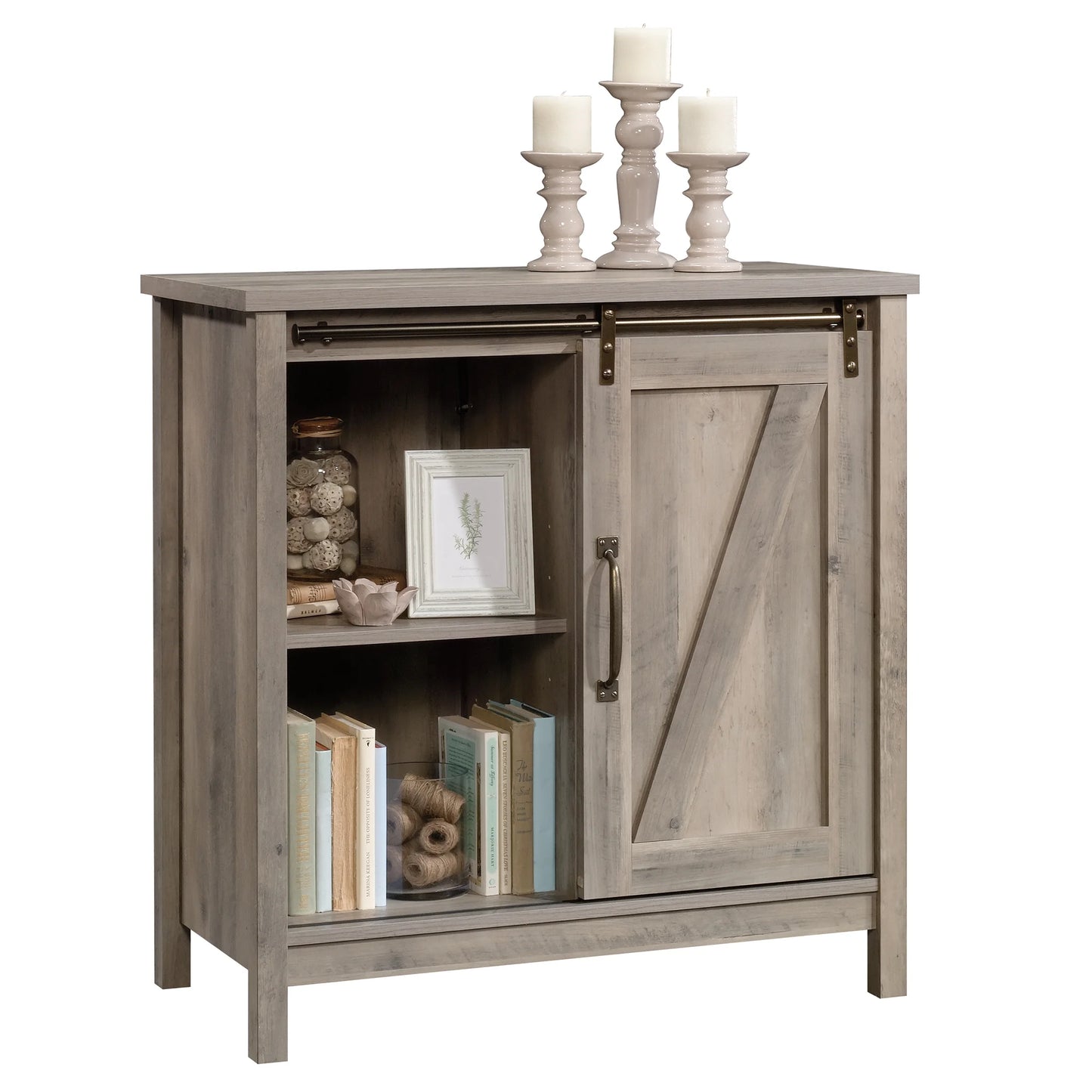 Modern Farmhouse Accent Storage Cabinet, Rustic Gray Finish