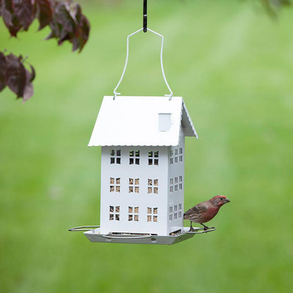 White Farmhouse Hanging Bird Feeder - 2.8 Lb. Capacity