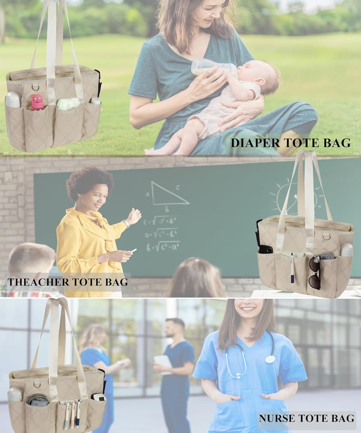 Tote Bag for Women with Zipper Teacher Tote Bag Clinical Bag Nursing Bag Travel