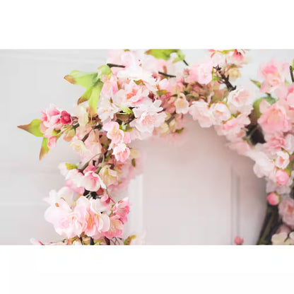24-In. H Artificial Pink Cherry Blossom Wreath