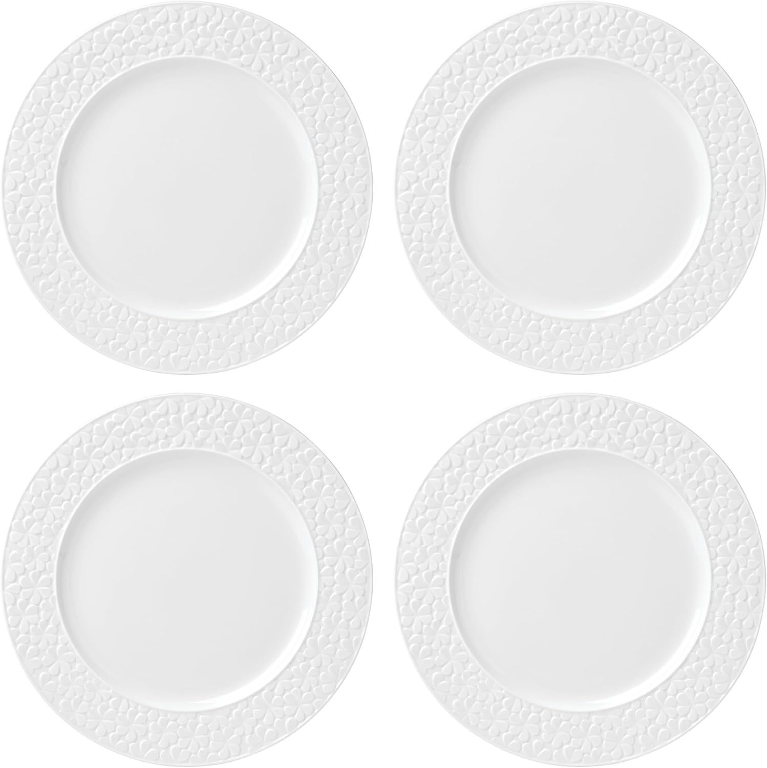 Blossom Lane 4-Piece Dinner Plate Set, 7.15 LB, White