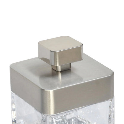 Metal and Glass Covered Jar, Clear with Silver Accent