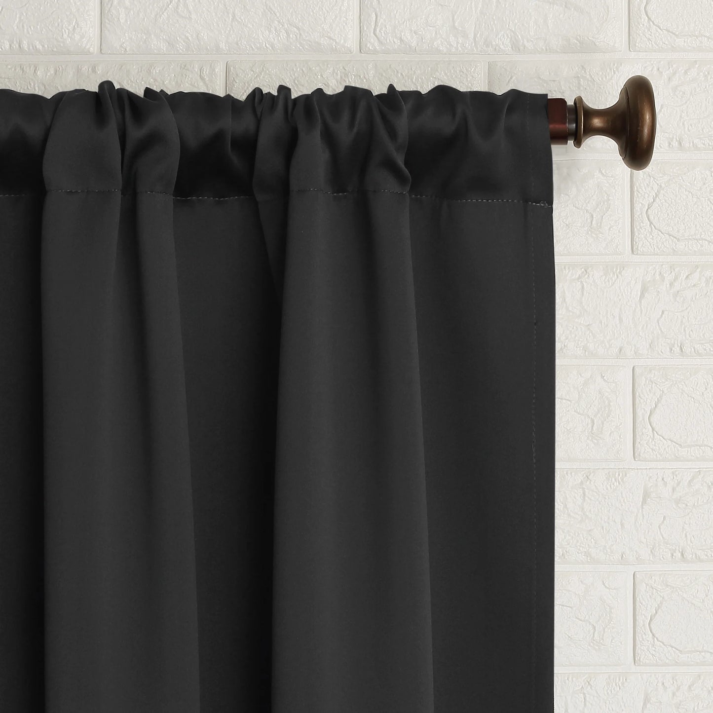 Avery 100% Blackout Rod Pocket Single Curtain Panel, 40" X 84", Coal