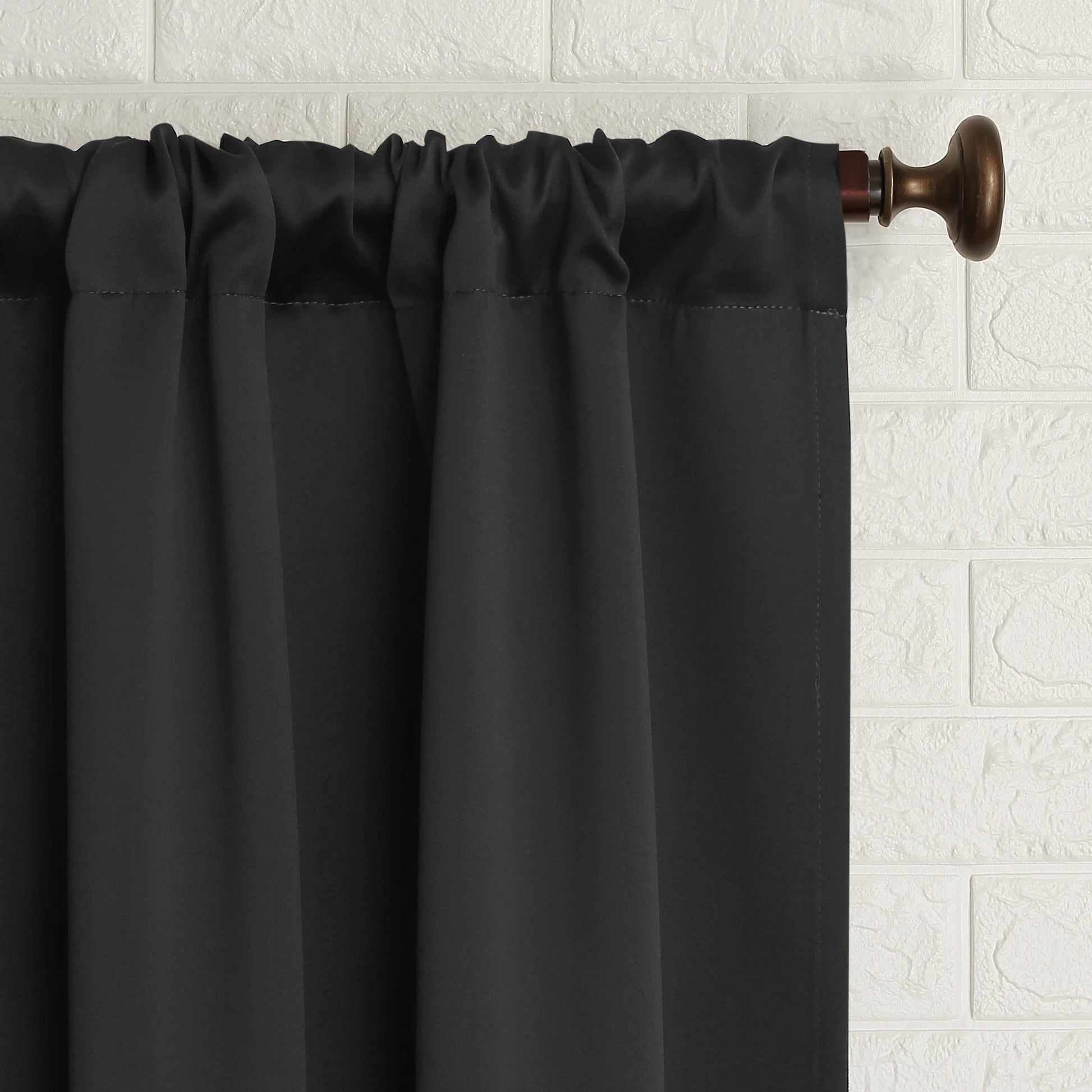 Avery 100% Blackout Rod Pocket Single Curtain Panel, 40" X 84", Coal