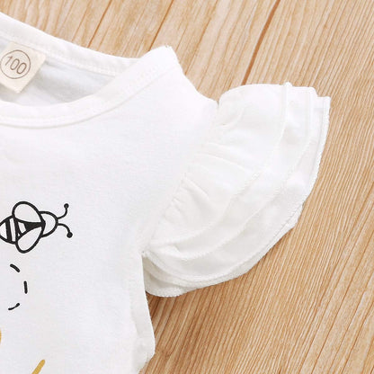 Baby Girl One Birthday Outfits Ruffle Sleeve Romper+Strawberry Shorts+Headband 3Pcs Summer Clothes