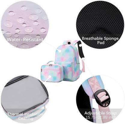 Cow Print Girls Backpack Set for Teens Backpacks School Bookbags with Lunch Bag (Cow Print)
