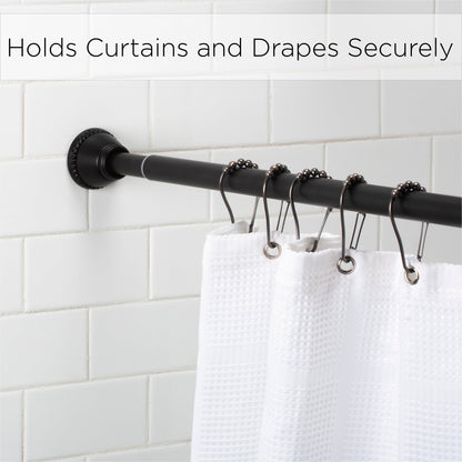 42" to 72" Adjustable Steel Straight Shower Curtain Tension Rod, Black