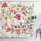 Floral Shower Curtain, Shabby Form Flowers Roses Petals Dots Leaves Buds Spring Season Theme Image, Cloth Fabric Bathroom Decor Set with Hooks, 69" W X 70" L, Magenta